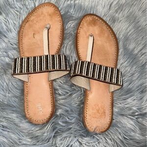 J.JILL Women's Flats Beaded Low  Heel Thong Sandals Size 9